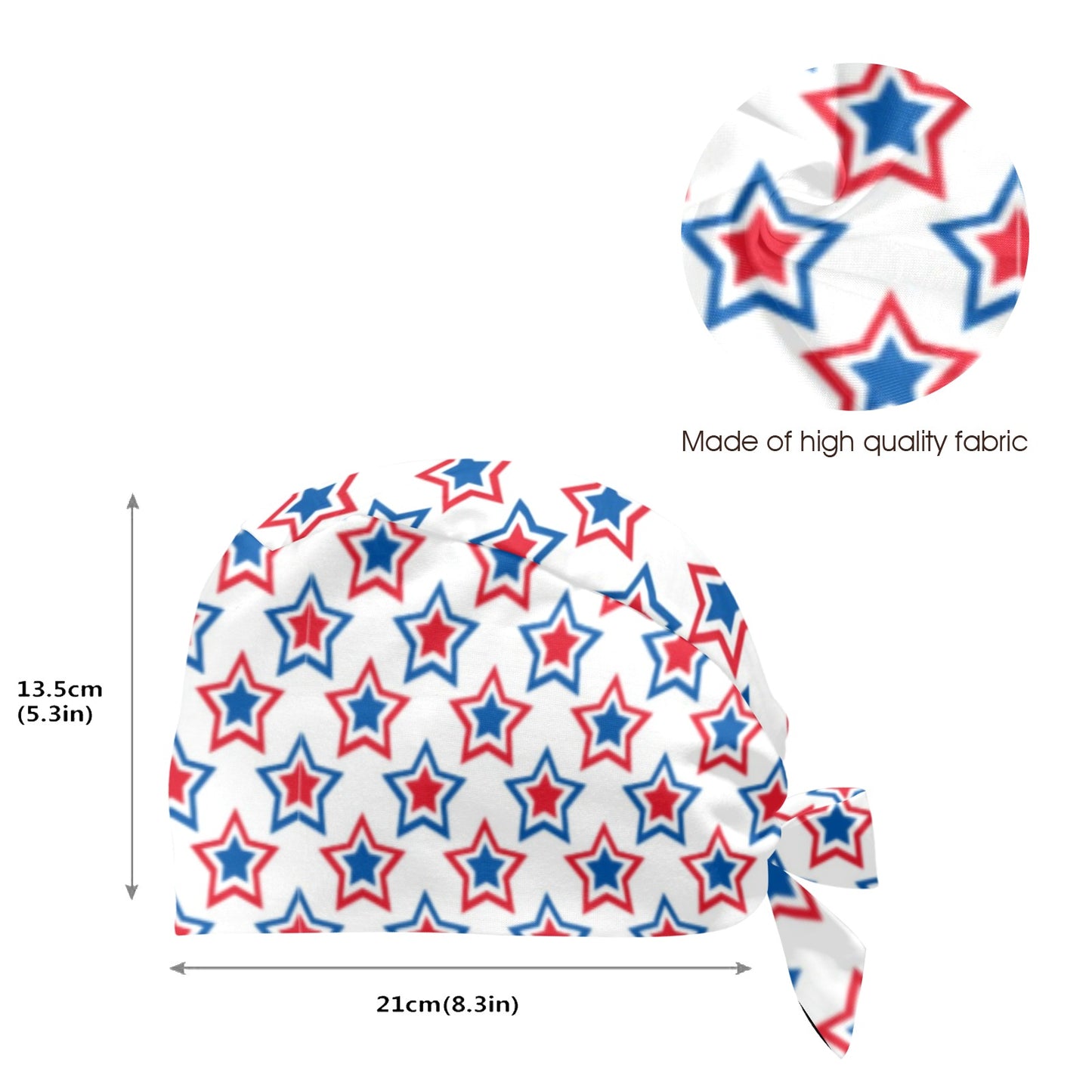 USA/American Flag Inspired Red, White & Blue Stars Pattern Scrub Cap | Ships from USA