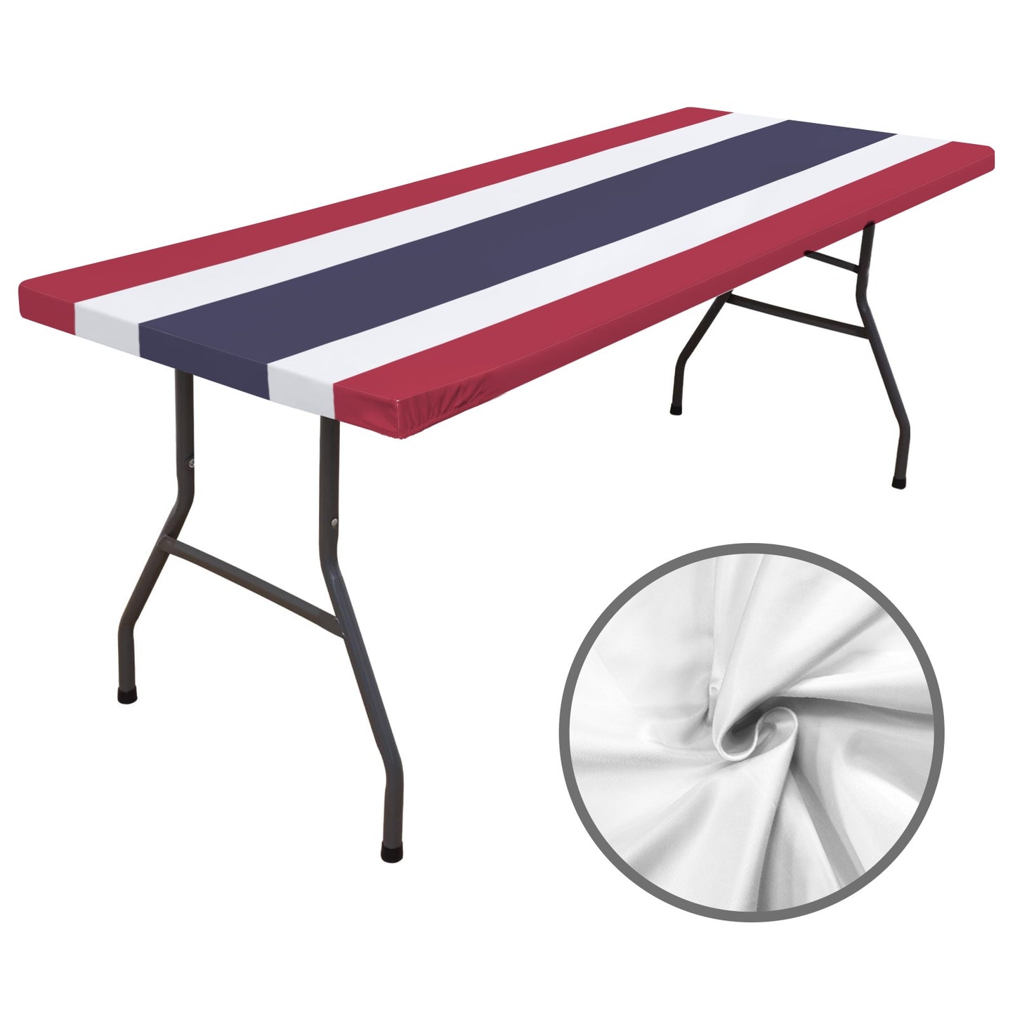 Thailand Flag Inspired Custom Elastic Fitted Tablecloth 72x30 inch (Made in the USA)