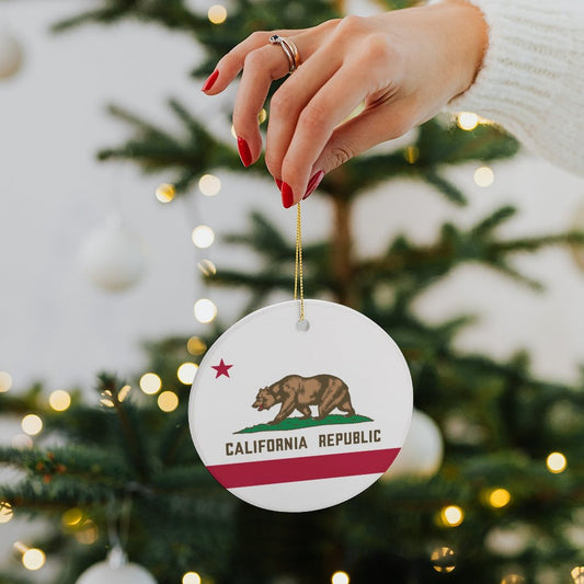 California Flag Inspired Circle Ceramic Ornament Made in USA Circle Ceramic Ornament (Made in USA)