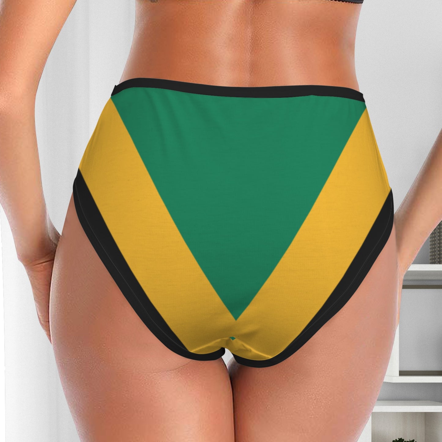 Jamaica Flag Inspired Women's High Waisted Brief