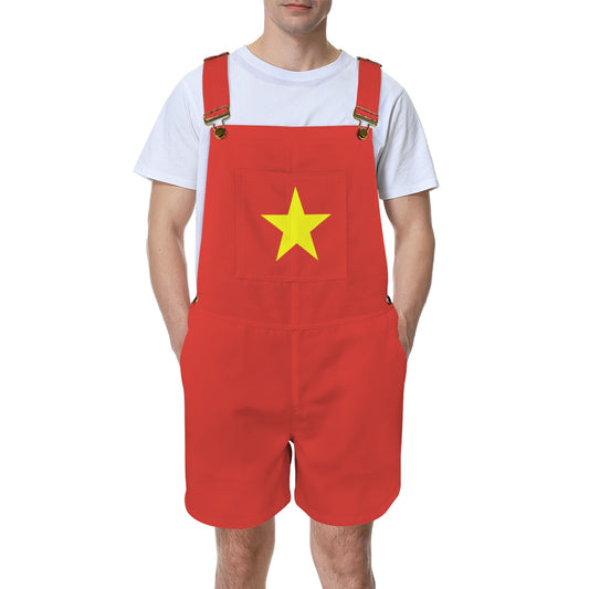 Vietnam Flag Inspired Unisex Suspender Jumpsuit