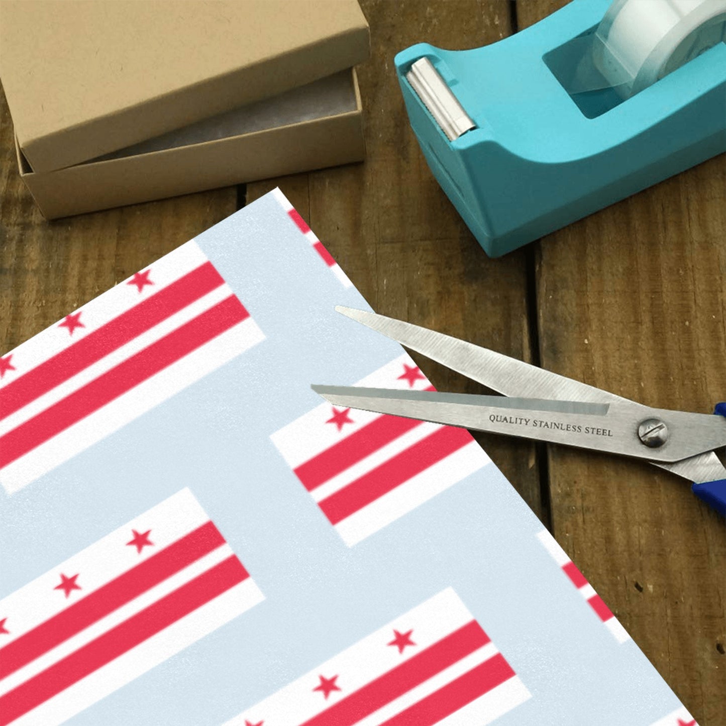Washington D.C. Flag Inspired Custom Gift Wrapping Paper 58"x 22.5" (4 Rolls)