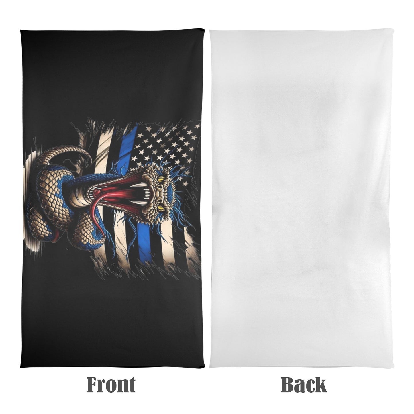 Thin Blue Line Flag Inspired Snake Beach Towel 31"x71 (Made in USA)