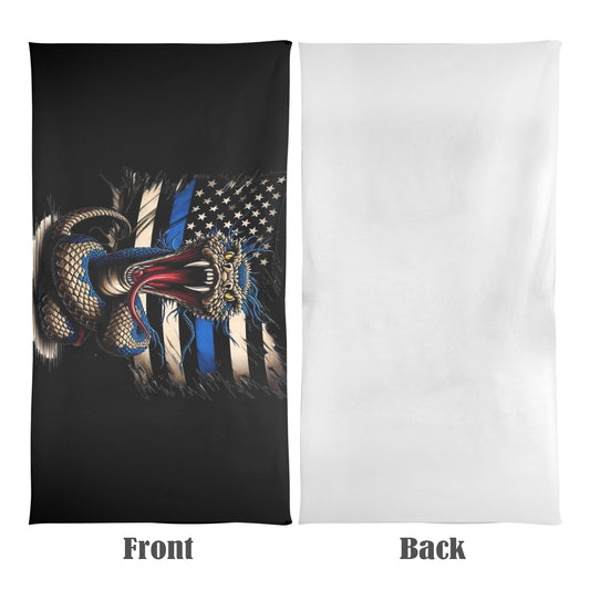 Thin Blue Line Flag Inspired Snake Beach Towel 31"x71 (Made in USA)
