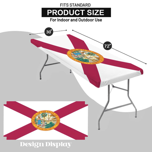 Florida Flag Inspired Custom Elastic Fitted Tablecloth 72x30 inch (Made in the USA)