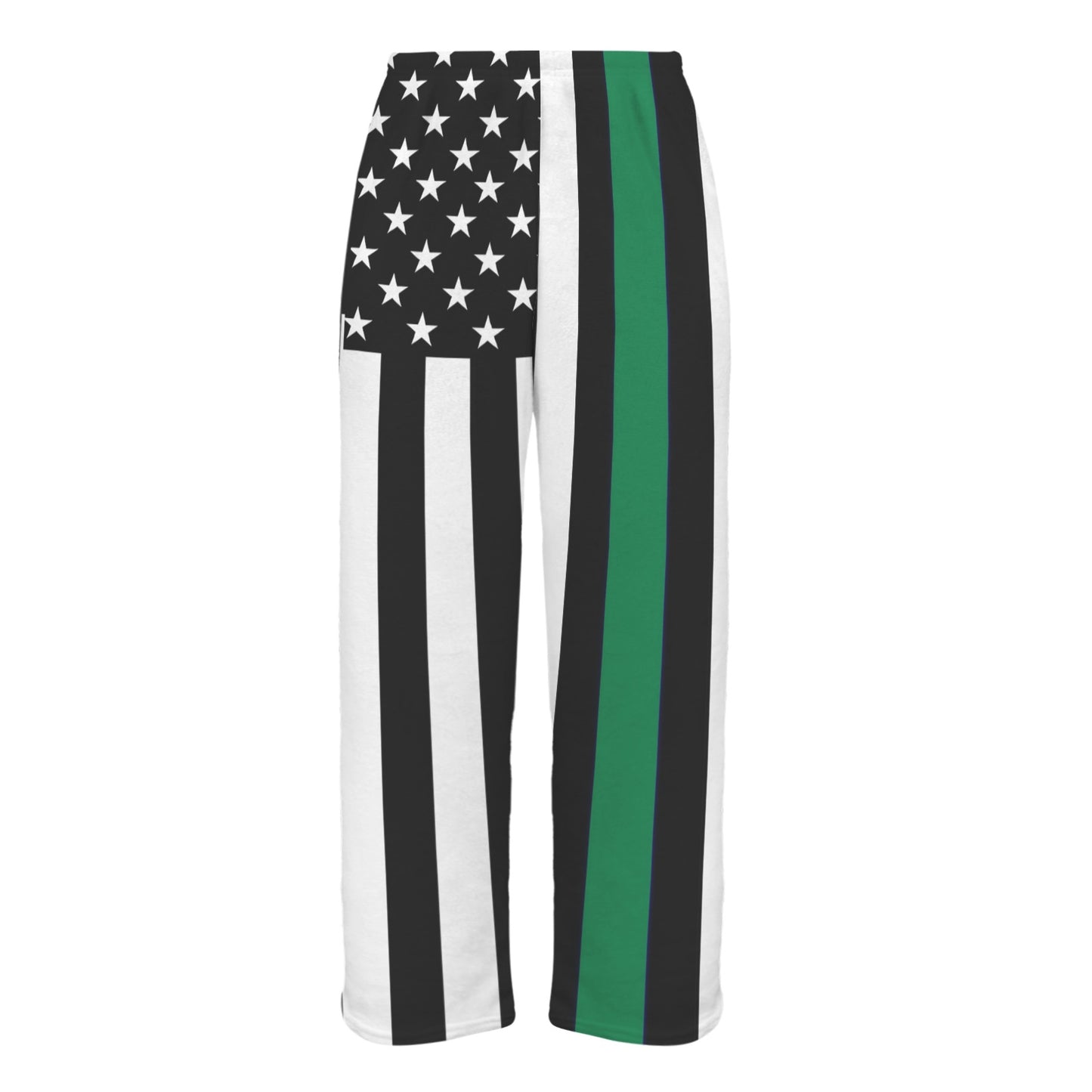 Thin Green Line Flag Inspired Women's Flannel Pajama Trousers Made in the USA