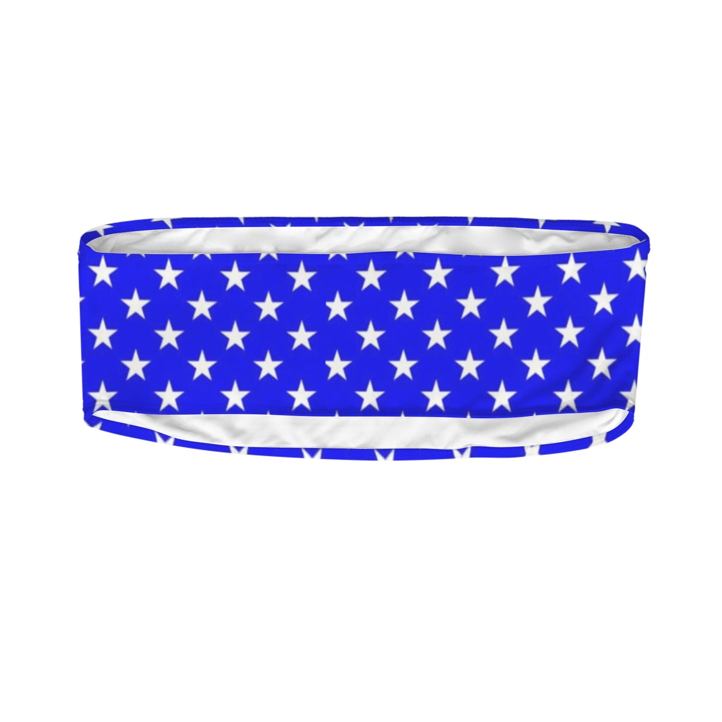 USA/Anerican Flag Inspired White Stars on Bright Blue Bandeau Tube Bikini Top