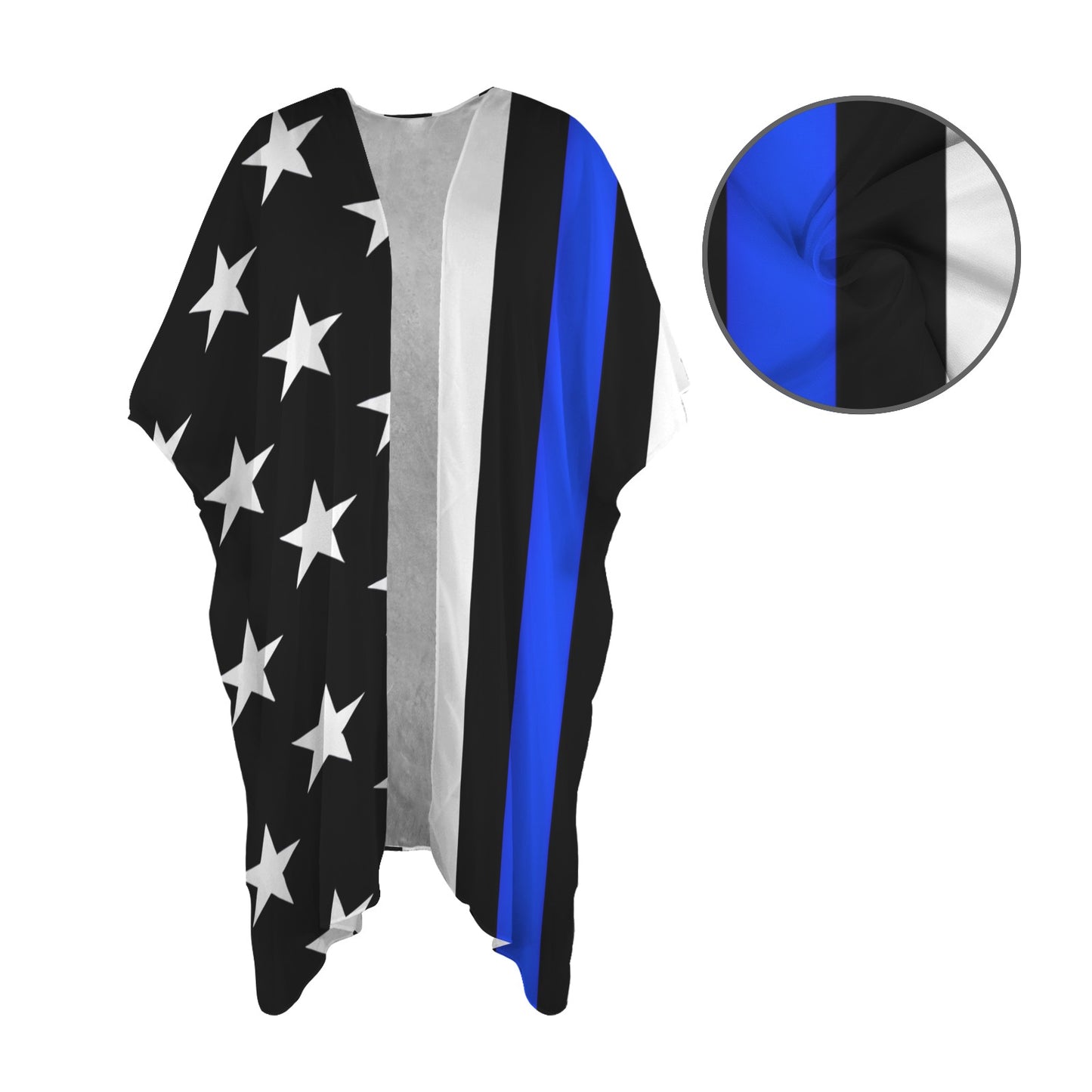 Thin Blue Line Flag Inspired Women's Long Cover Up