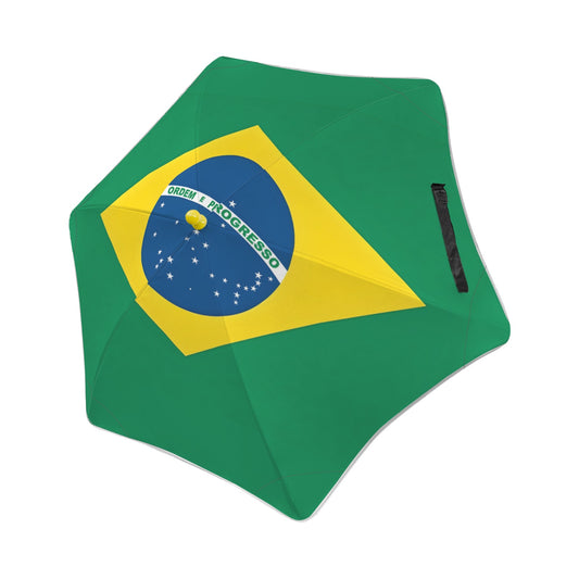Brazil Flag Inspired Kids Safe Round Corner Umbrella