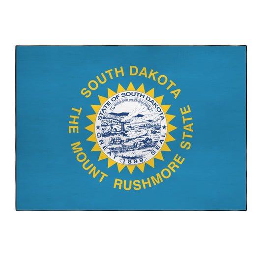 South Dakota Flag Inspired 84x60 Inch Area Rug with Black Binding (Made in the USA)
