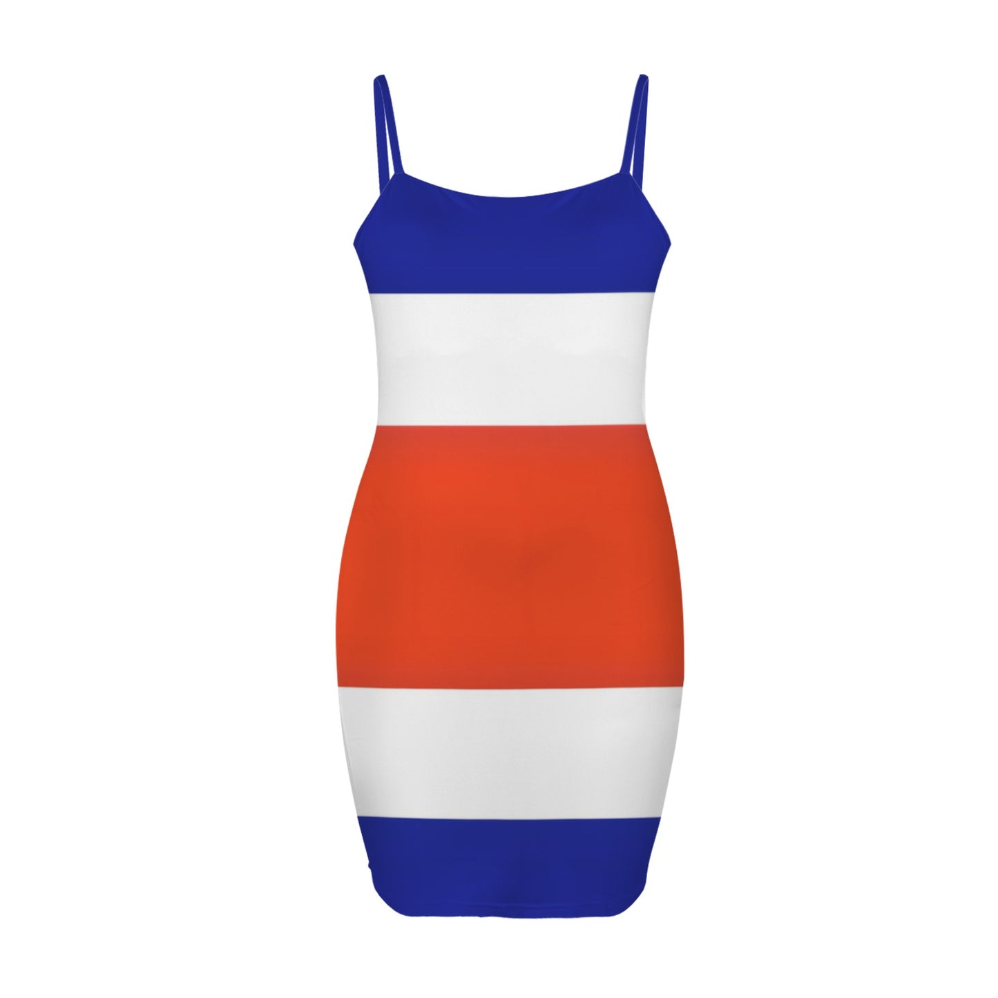 Costa Rica Flag Inspired Backless Spaghetti Strap Bodycon Dress