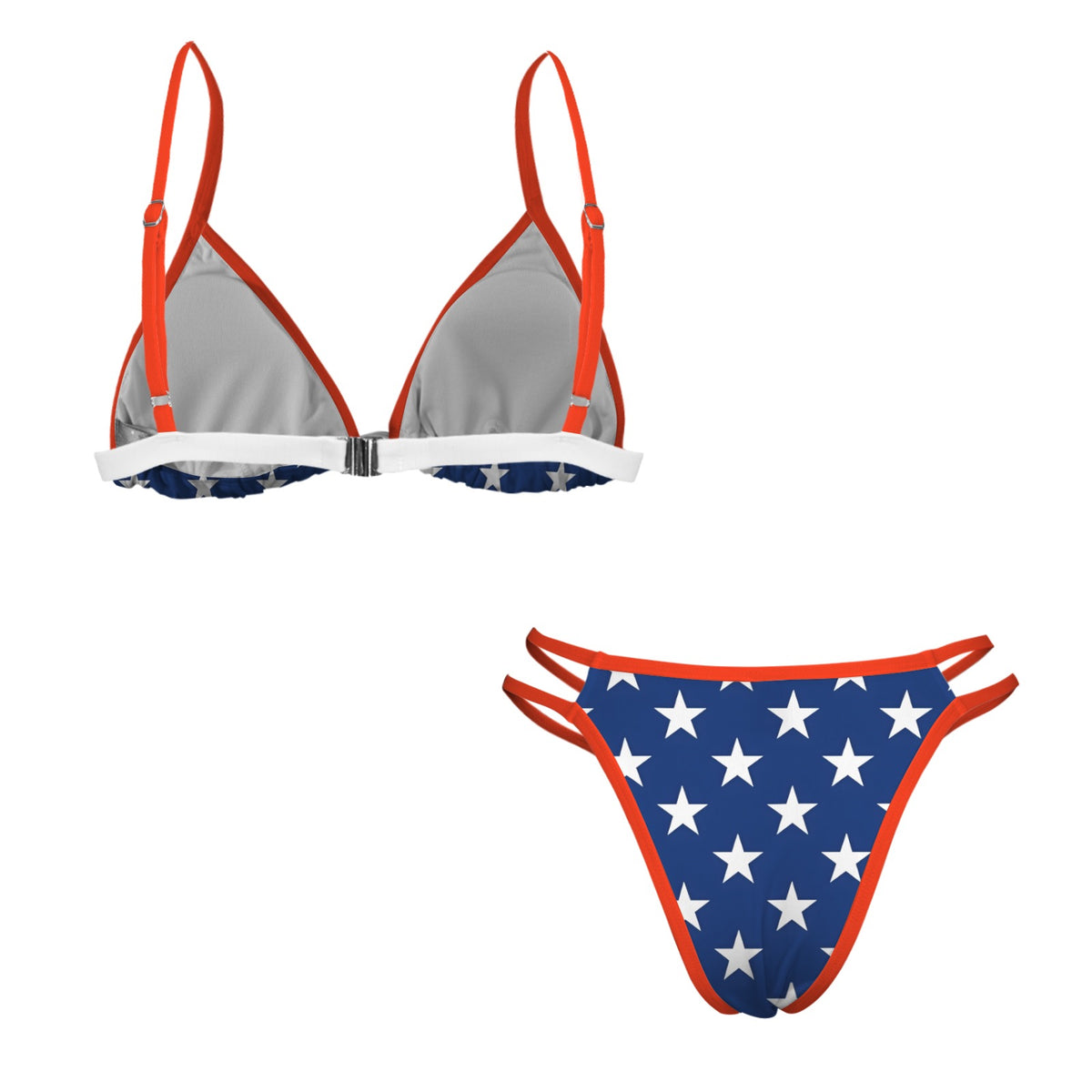 USA/American Flag Inspired Double-Strap Triangle Bikini Set Style-2