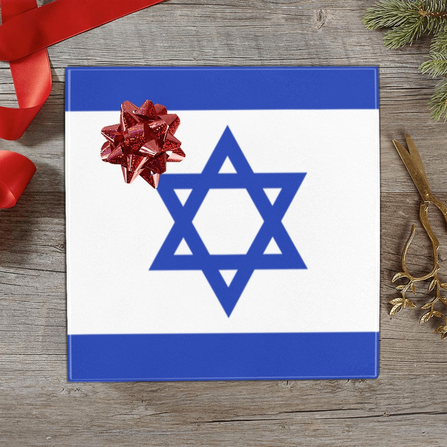 Israel Flag Inspired Custom Gift Wrapping Paper 58"x 22.5" (4 Rolls)