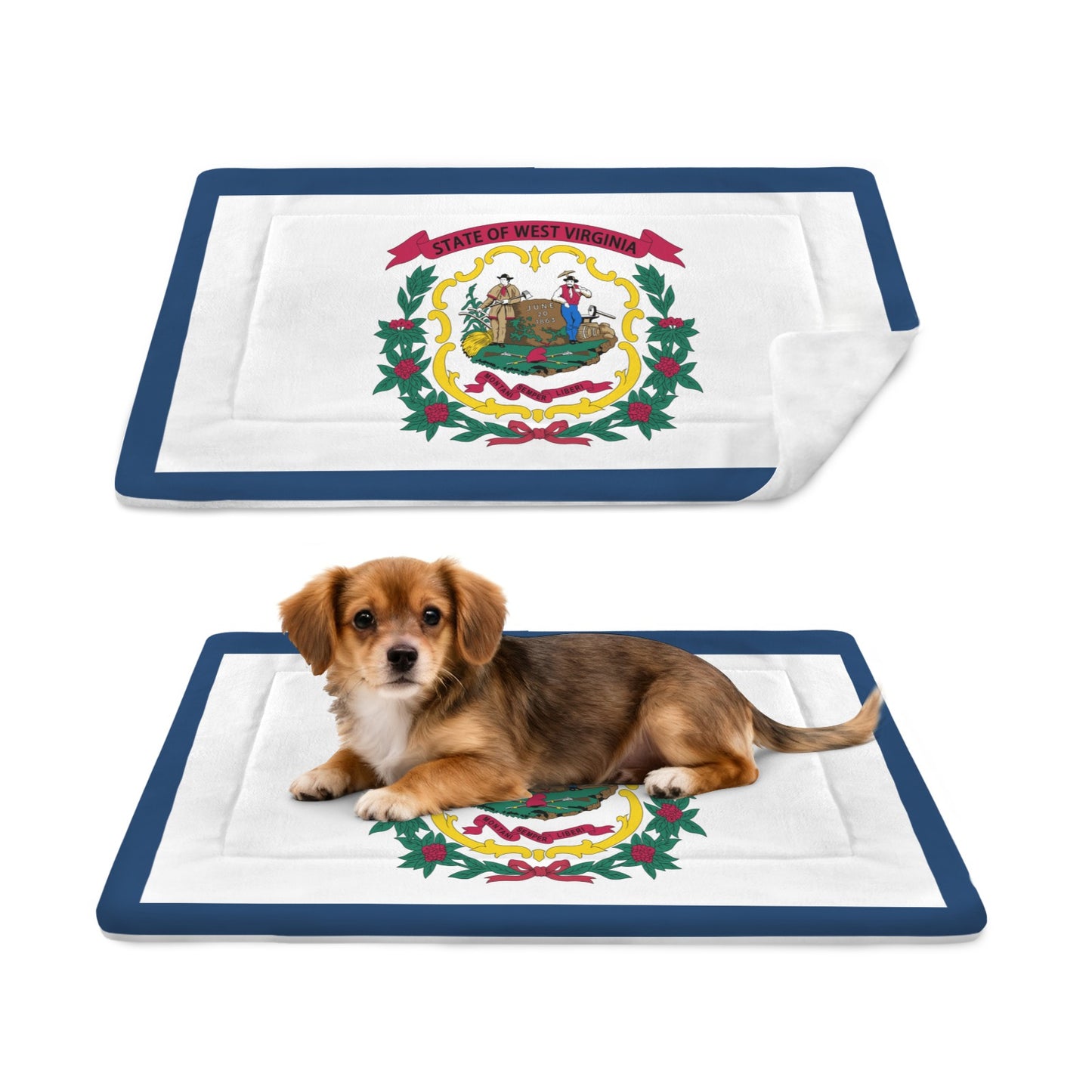 West Virginia Flag Inspired Pet Mat 25x18inch (Made in the USA)