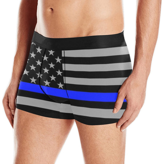 Thin Blue Line (subdued) Flag Inspired Mens Boxer Briefs Made in the USA