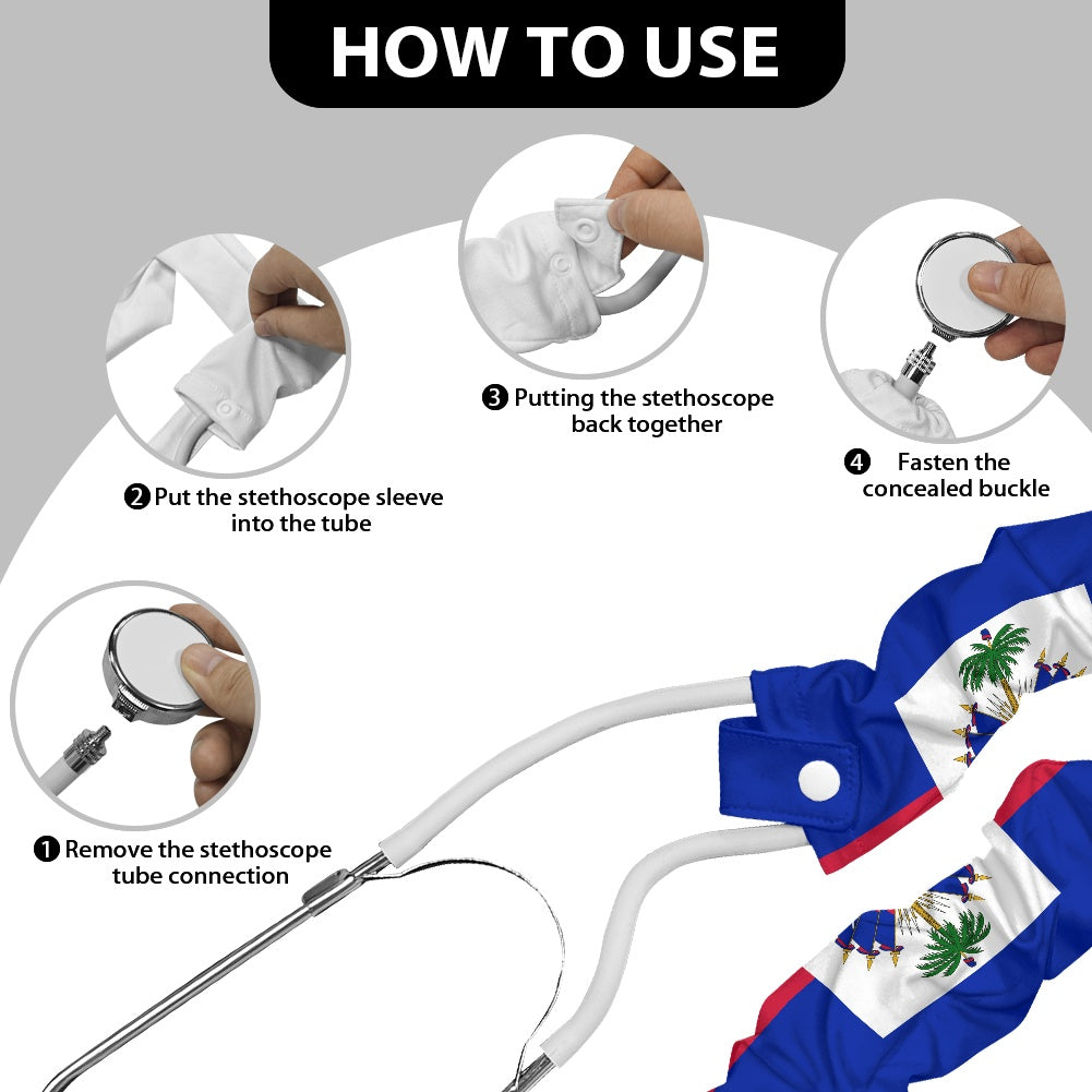 Haiti Flag Inspired Stethoscope Protective Cover