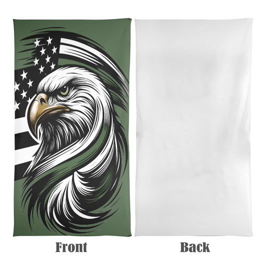 Thin Green Line Flag Inspired Eagle Beach Towel 31"x71" (Made in USA)