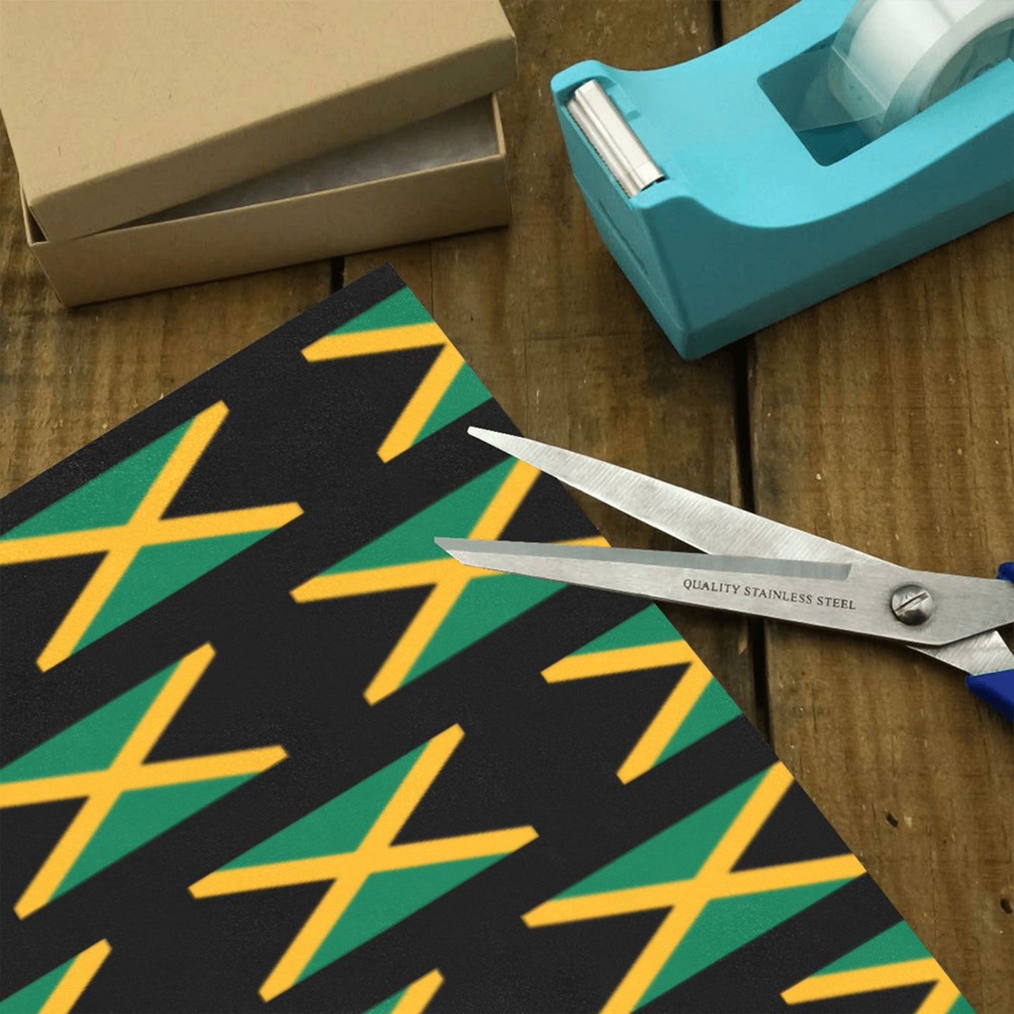 Jamaica Flag Inspired Custom Gift Wrapping Paper 58"x 22.5" (4 Rolls)