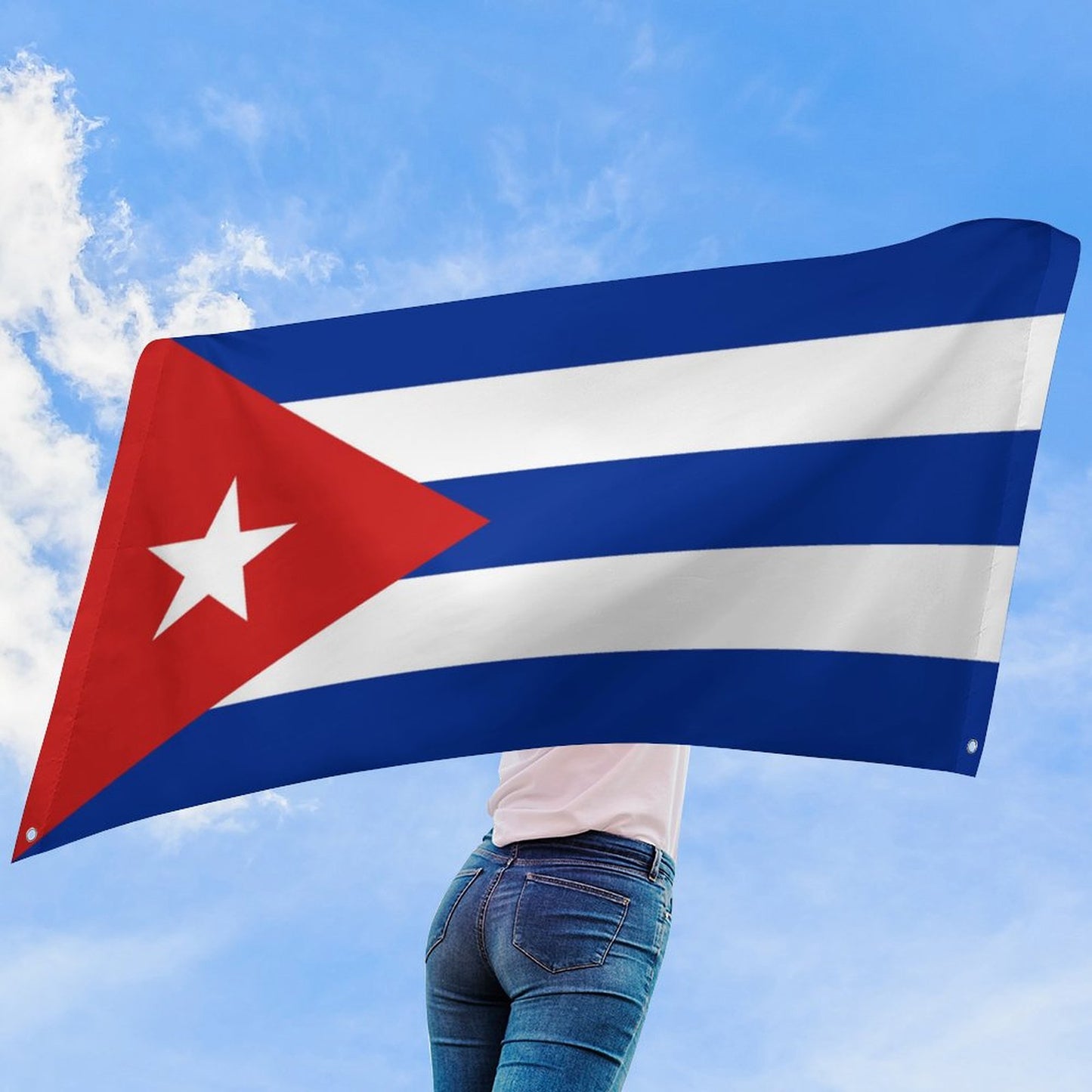 Cuba Flag Inspired Wall Mount Flag with Four Grommets (35x59 in)