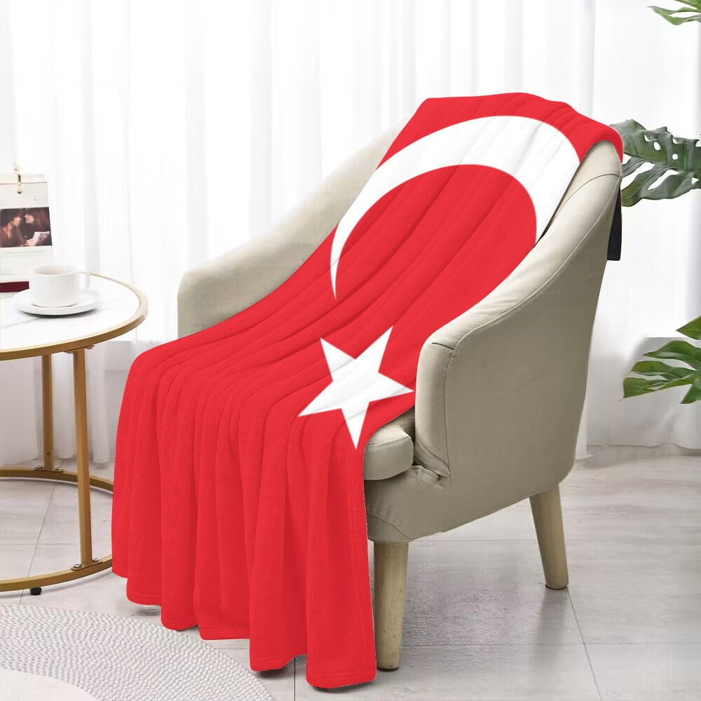 Cozy armchair featuring Luv My Flag Turkish flag blanket.