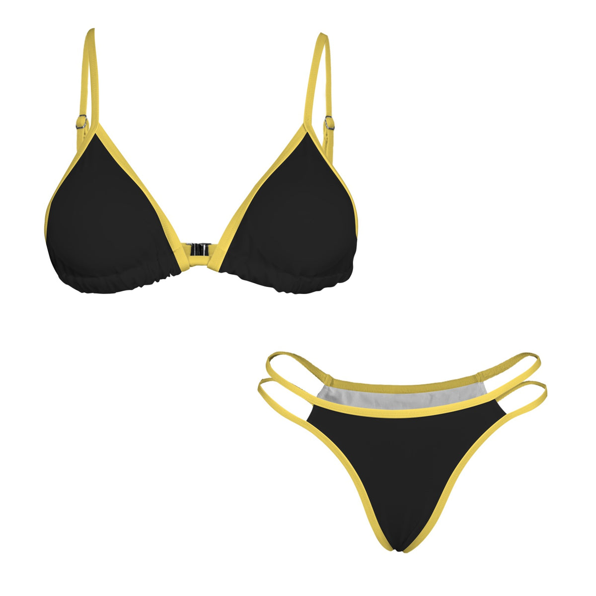 Thin Gold Line Flag Inspired VDouble-Strap Triangle Bikini Set
