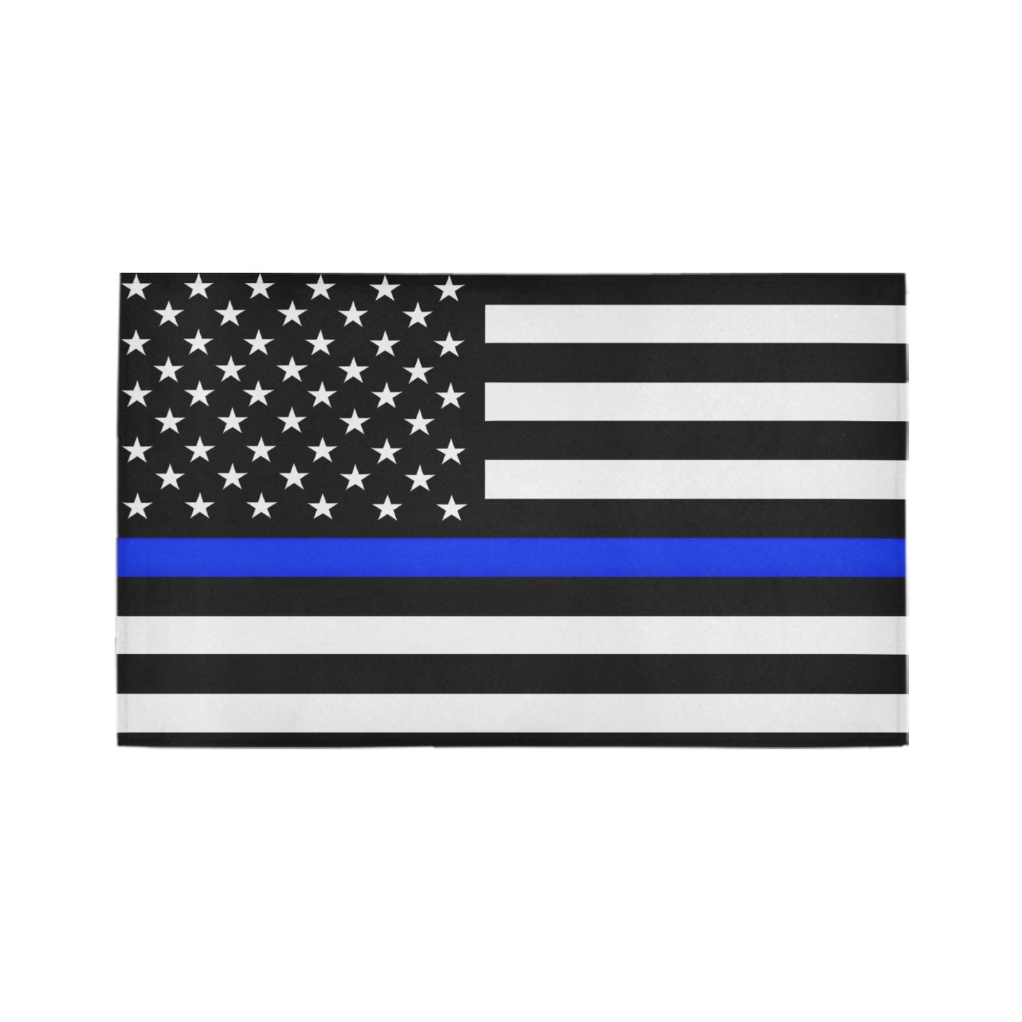 Thin Blue Line Flag Inspired Doormat 30" x 18" (Sponge Material)