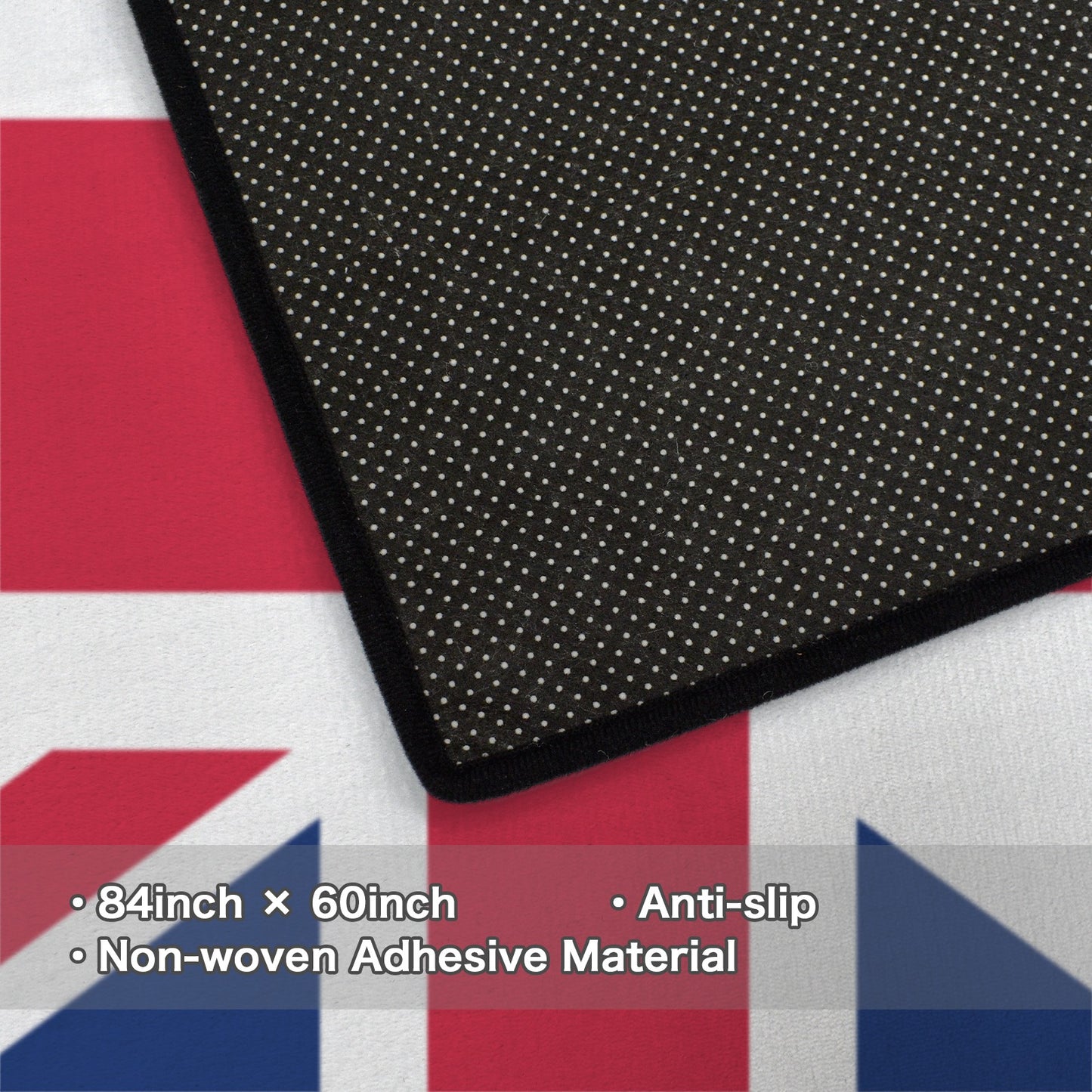 UK/Great Britain Flag Inspired 84x60 Inch Area Rug with Black Binding (Made in the USA)