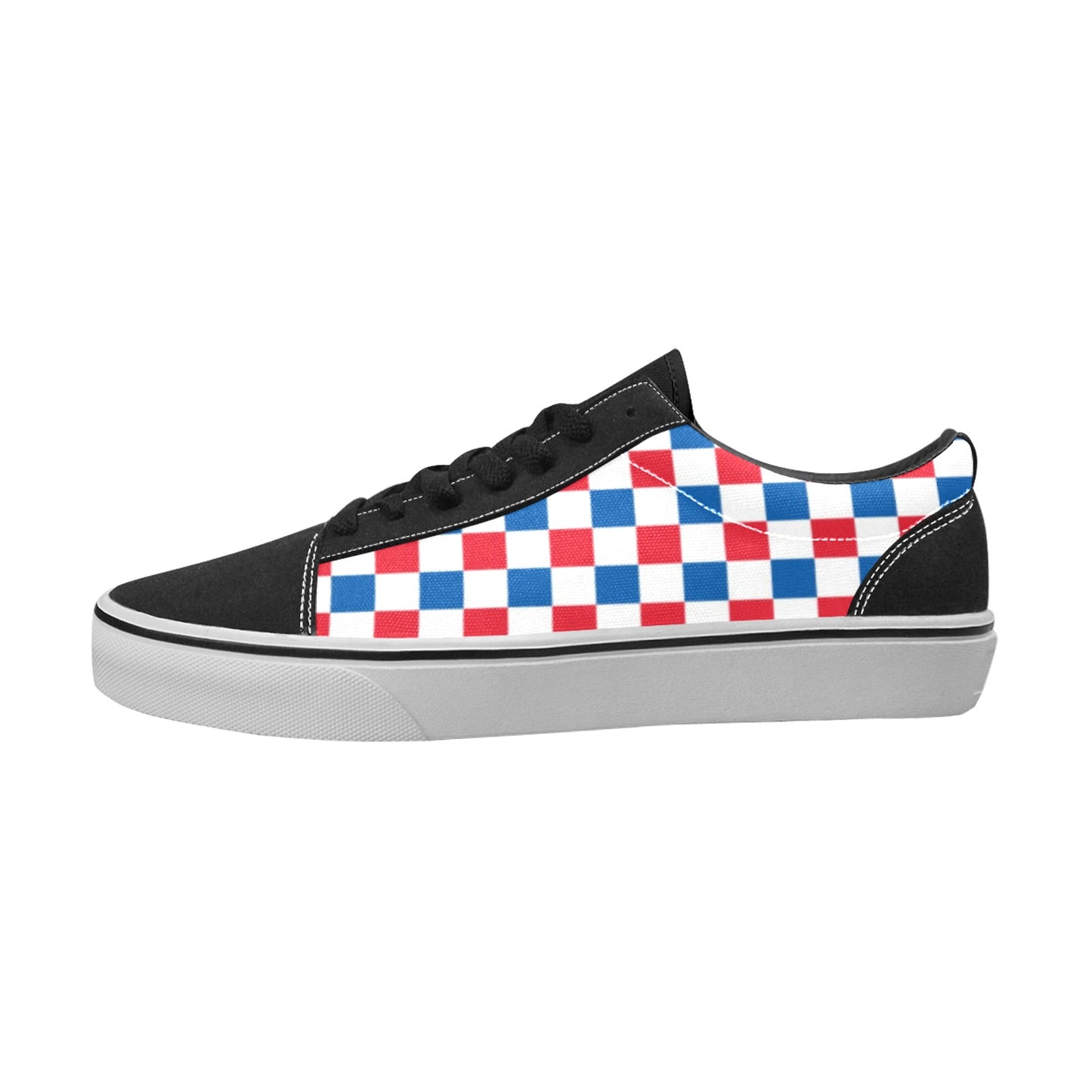 USA/American Flag Inspired Checkered Pattern Women's Lace-Up Canvas Shoes