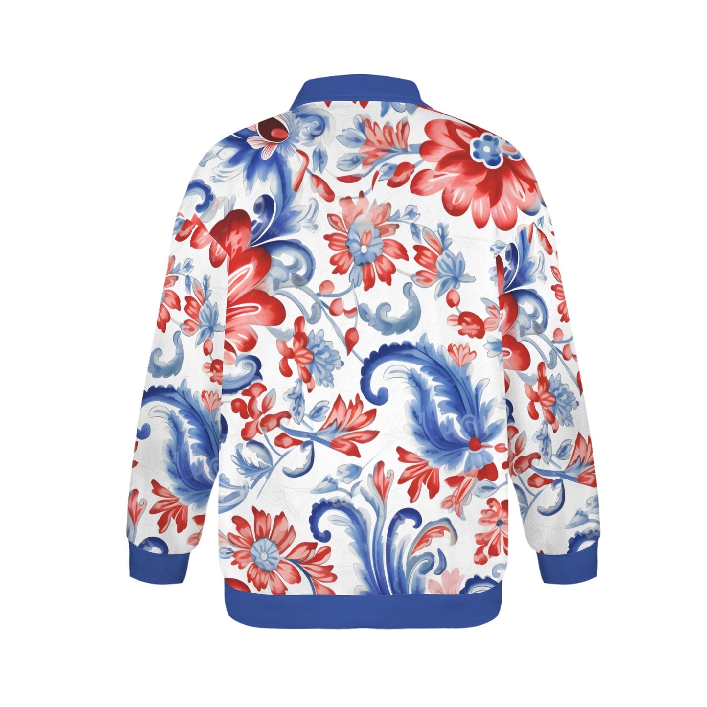 USA/American Flag Paisley Floral Pattern Women's Quarter Zip Pullover Sweatshirt