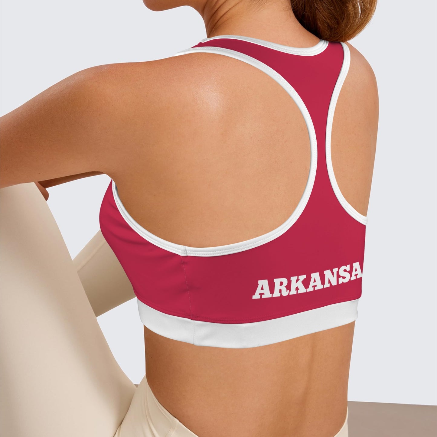 Arkansas Flag Racerback Sports Bra