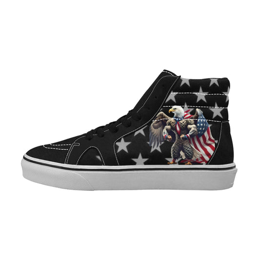 USA/American Flag Inspired Eagle Women's High Top Canvas Shoes
