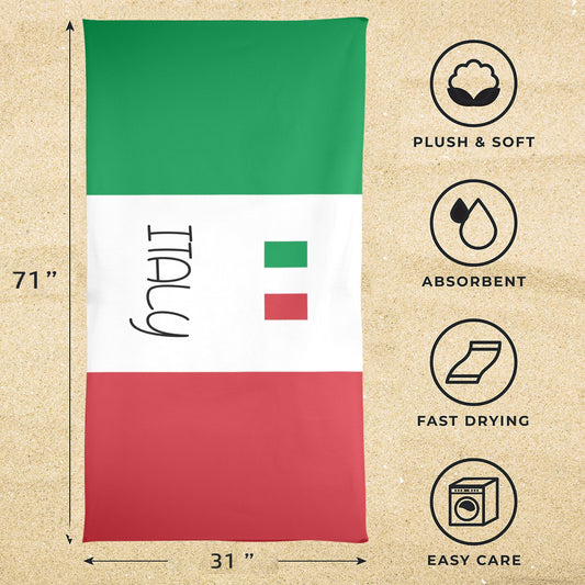 Italy Flag Beach Towel 31"x71" (Made in USA)