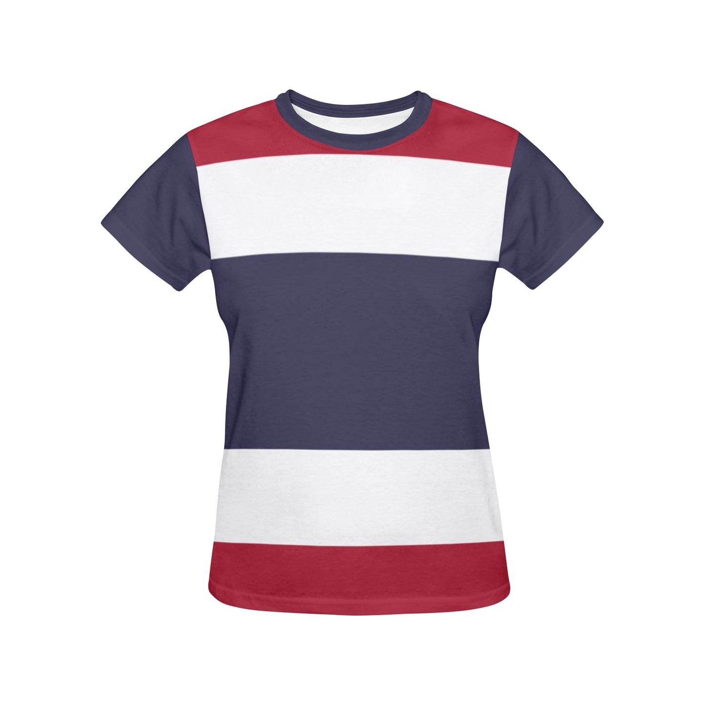 Thailand Flag Inspired Women's All Over Print Crew Neck T-Shirt(T40-2)(Made in Queens)