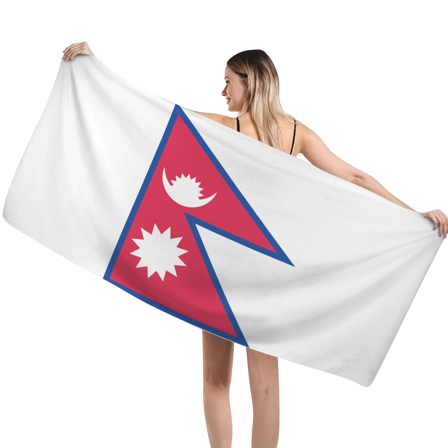 Nepal Flag Inspired Custom Bath Towel 29"x58"(Made in USA)