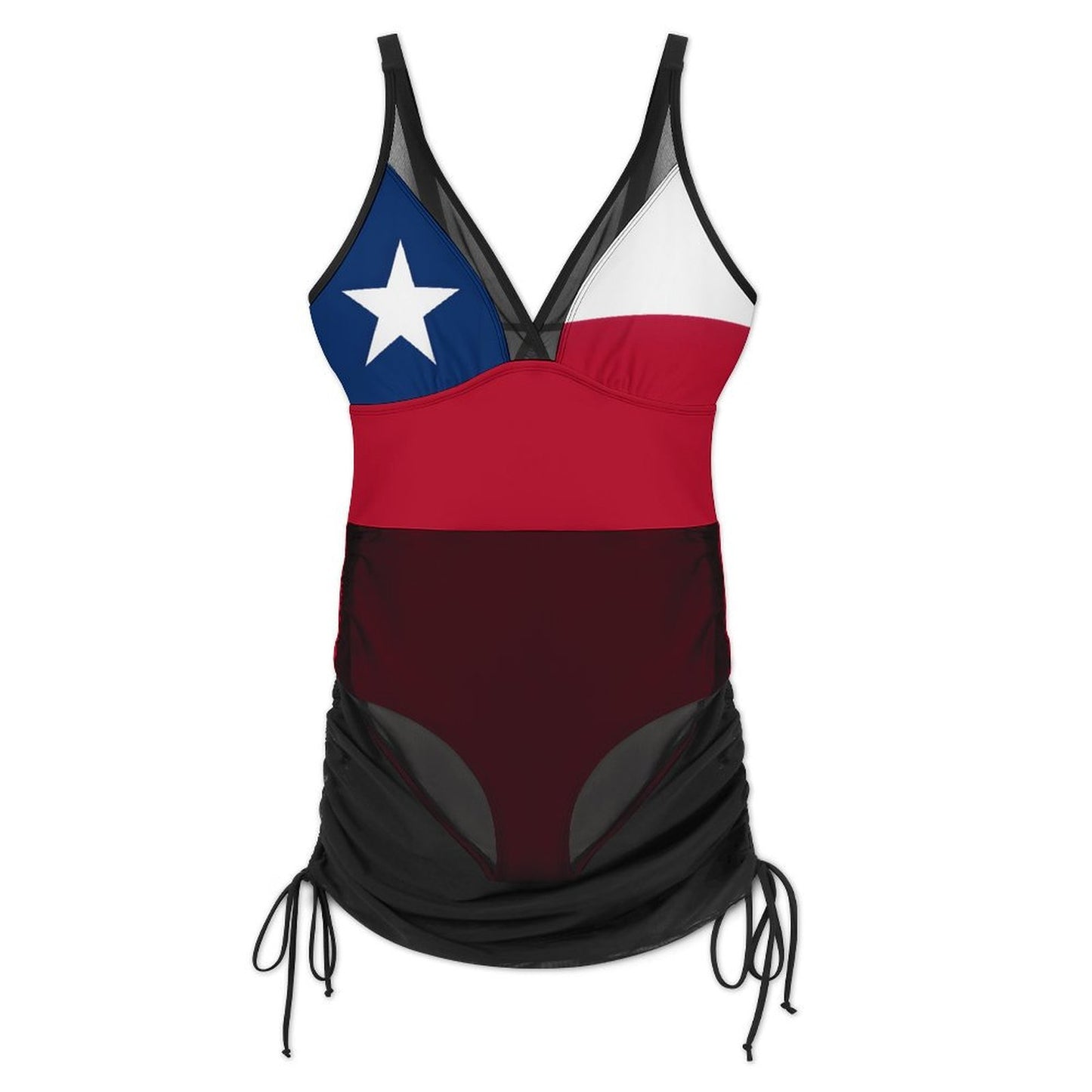 Texas Flag Inspired Women's Mesh Plunge One-Piece Swimsuit