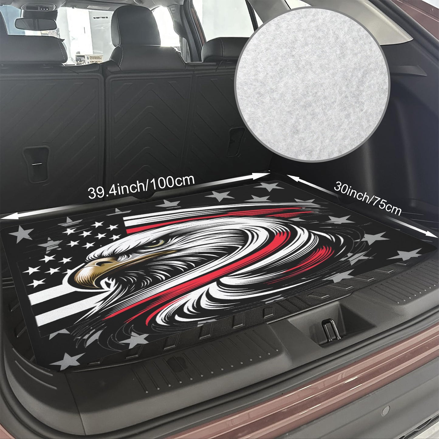 Thin Red Line Flag Inspired Eagle Car Trunk Mat 100 × 75 cm / 39.4 × 30 in Printed in the USA