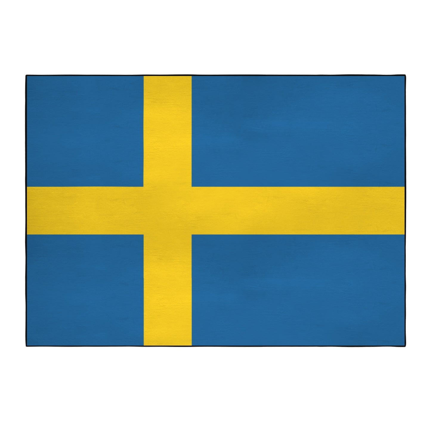 Sweden Flag Inspired 84x60 Inch Area Rug with Black Binding (Made in the USA)