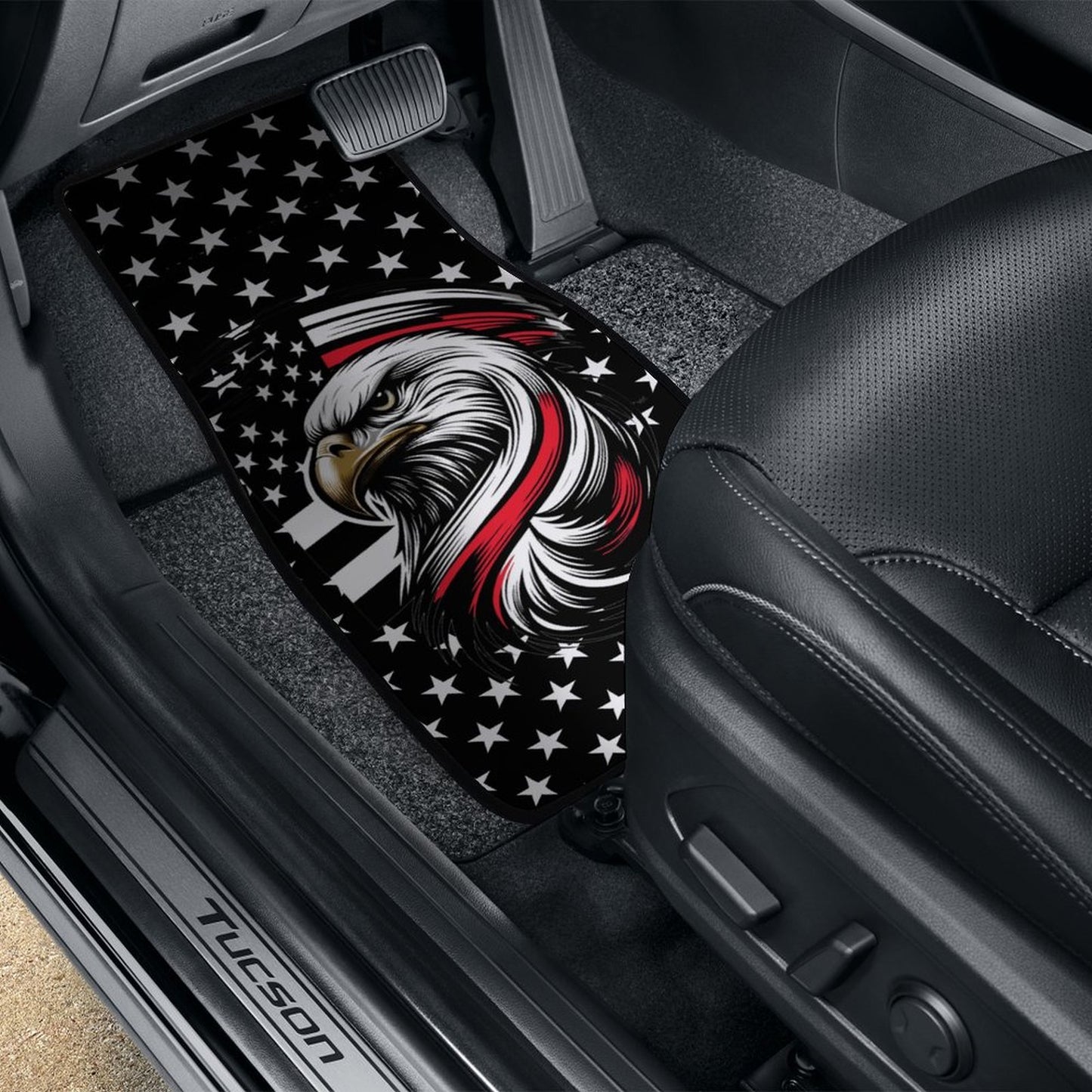 Thin Red Line Flag Inspired Eagle Car Floor Mats(4pcs)