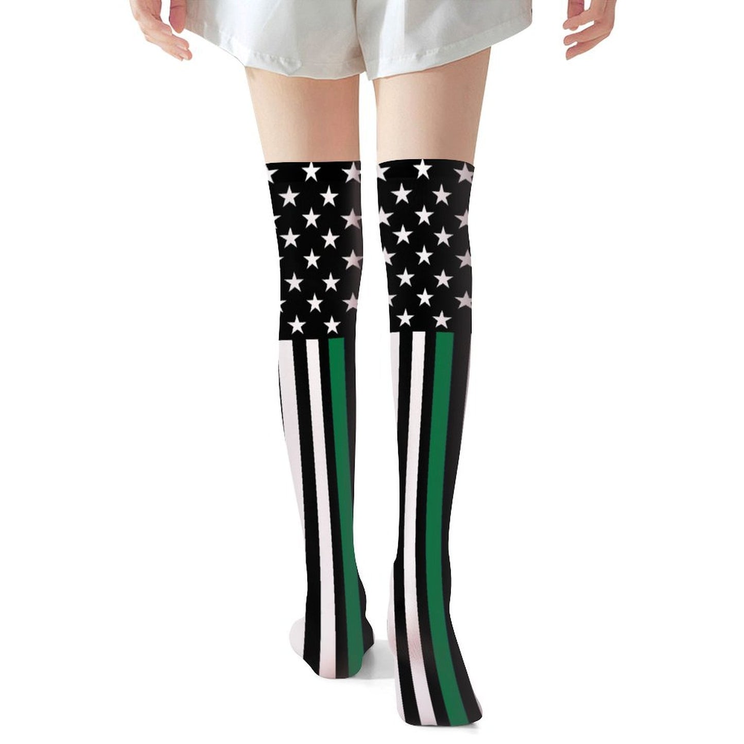 Thin Green Line Flag Trendy Stockings(Long)