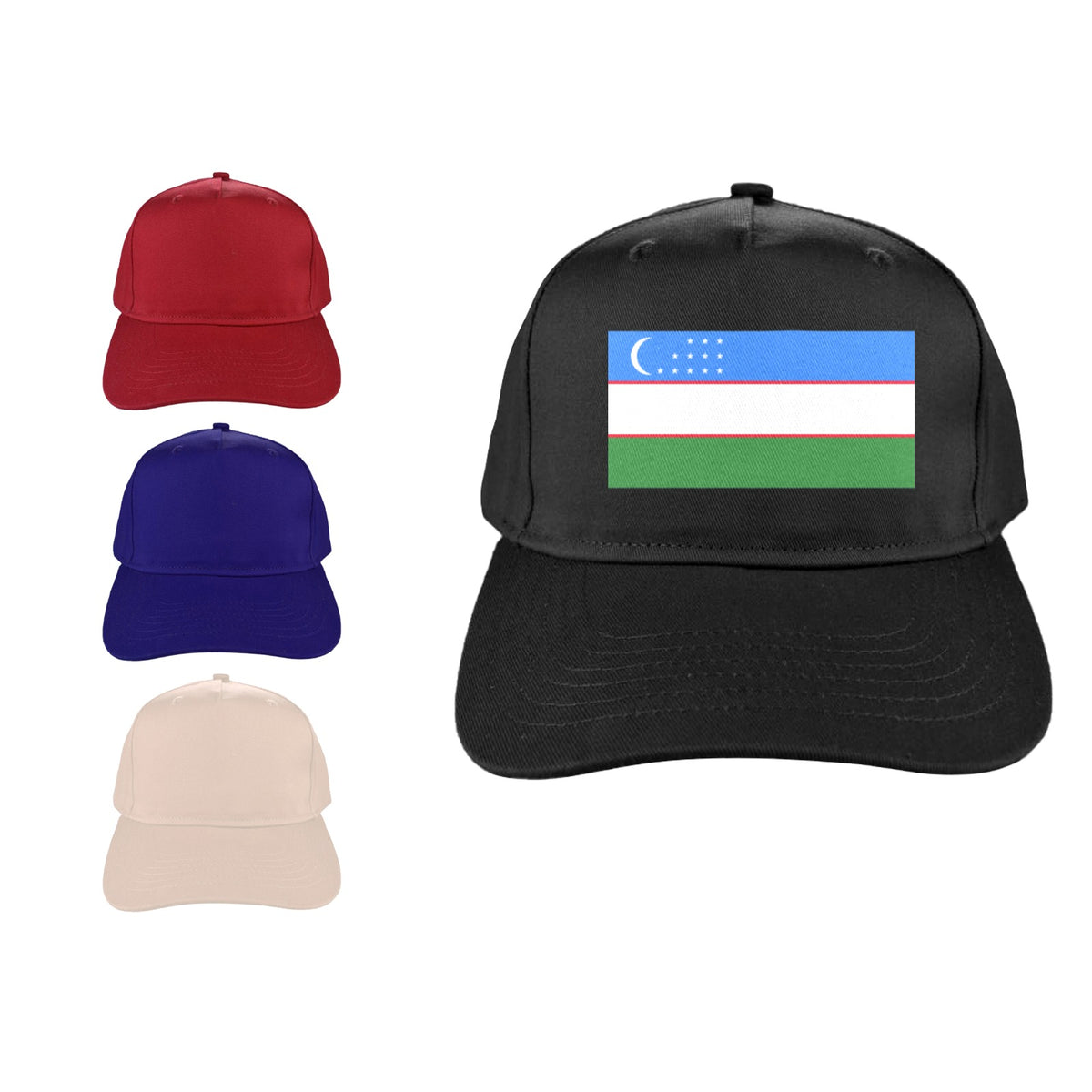 Uzbekistan Flag Inspired Baseball Cap | Printed in the USA