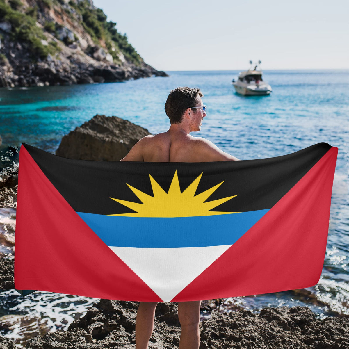 Antingua and Barbuda Flag Inspired Beach Towel 31"x71"(NEW) | Ships from USA