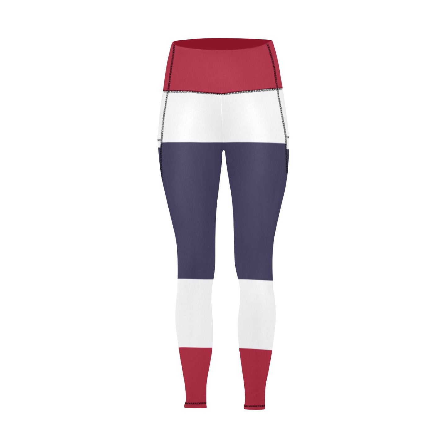 Thailand Flag Inspired Women’s High Waist Leggings with Pockets