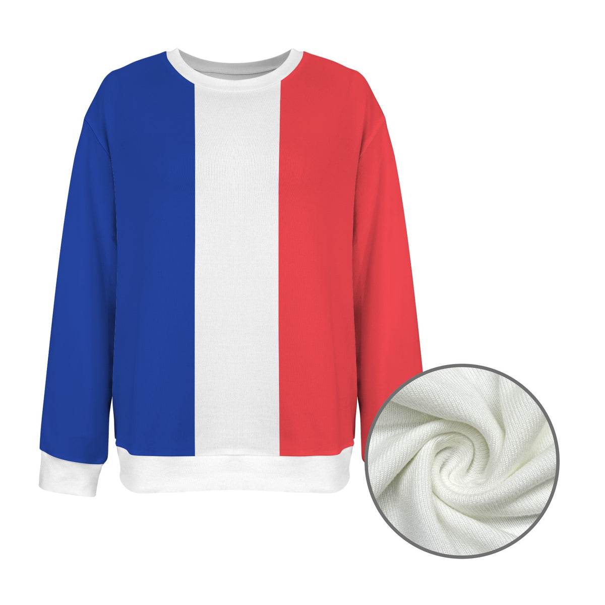France Flag Inspired Women's Crew Neck Sweater Printed in the USA
