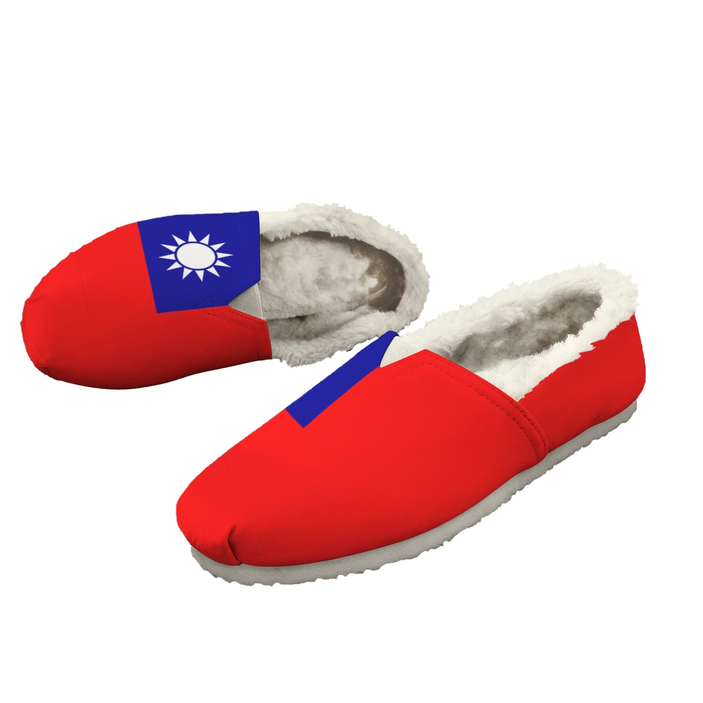 Taiwan Flag Inspired Women's Fleece-Lined Canvas Slip-On