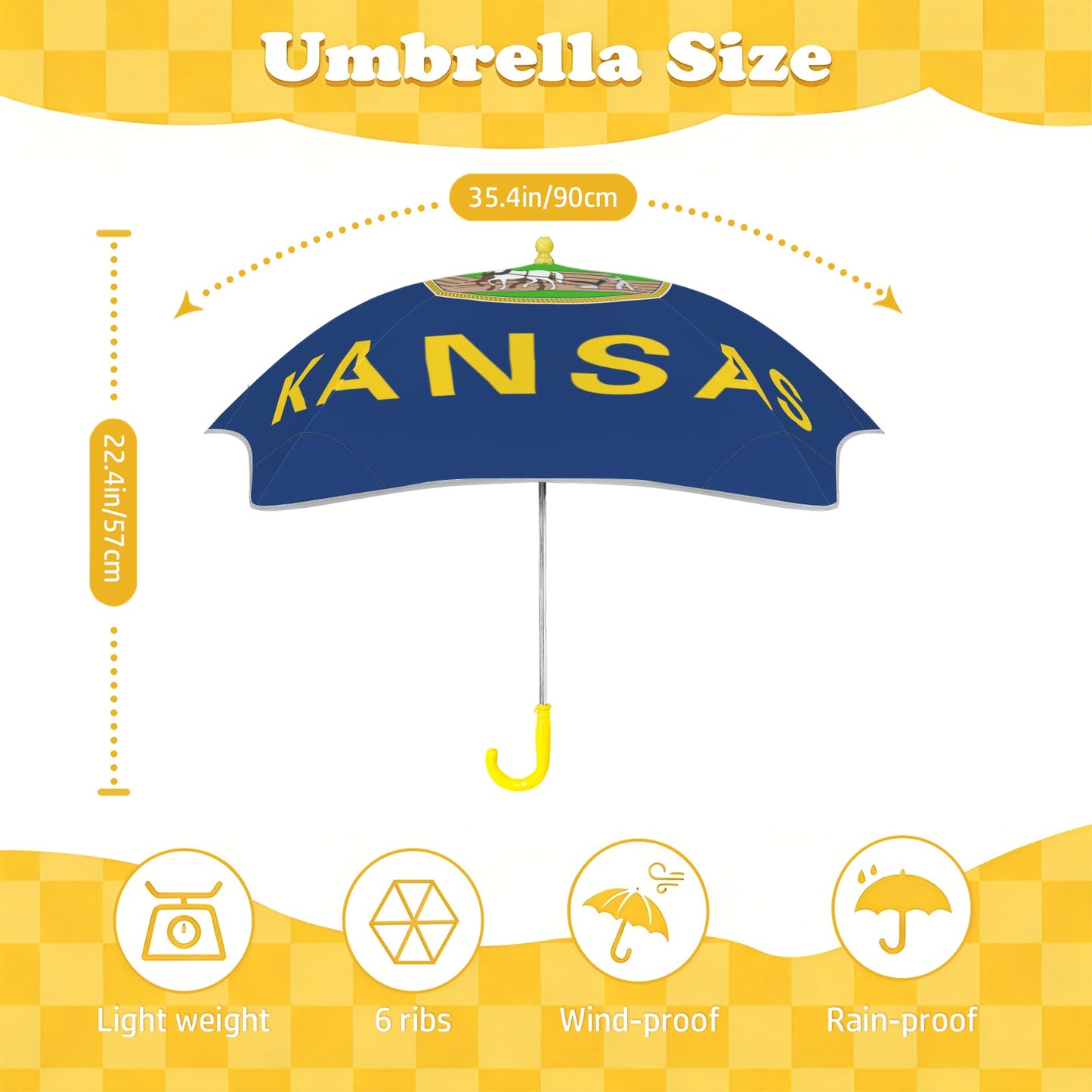Kansas Flag Inspired Kids Safe Round Corner Umbrella