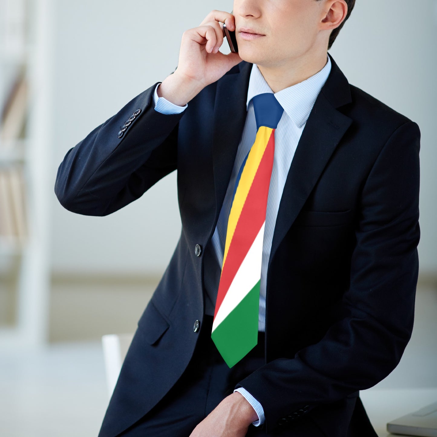 Seychelles Flag Inspired Classic Necktie (Two Sides)