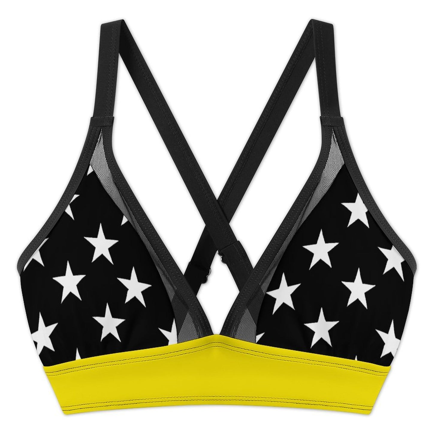 Thin Gold Line Flag Inspired Style-2 Women's Mesh Drawstring Skirt and Swimsuit Set