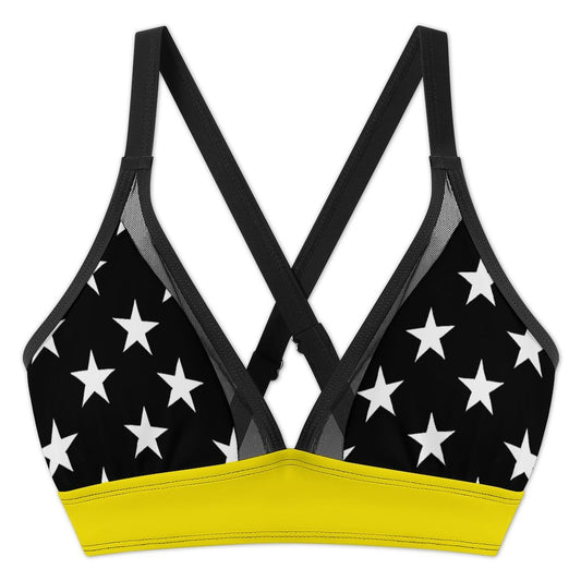 Thin Gold Line Flag Inspired Style-2 Women's Mesh Drawstring Skirt and Swimsuit Set