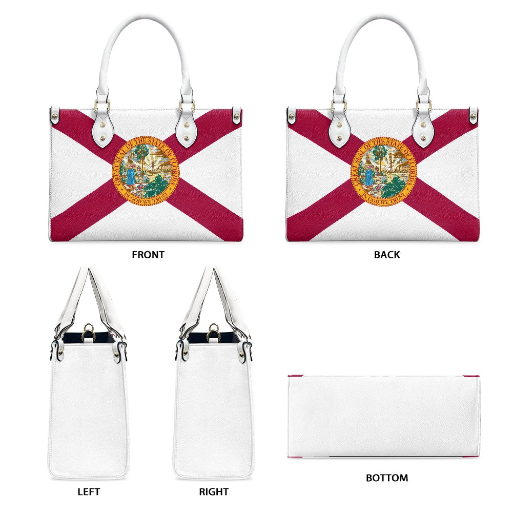 [Luv My Flag] handbag featuring Florida flag design, multi-view.