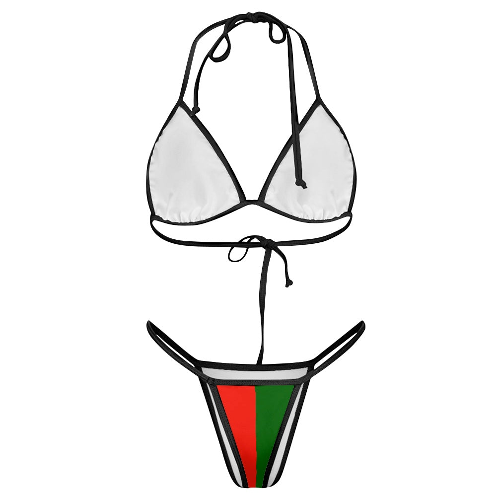 Portugal Flag Inspired Women's Triangle Bikini with Thong Bottom